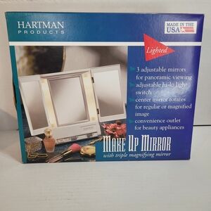 Hartman Lighted Make Up Mirror Triple Panel in White